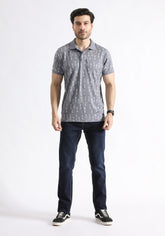 Grey  Printed Polo Shirt